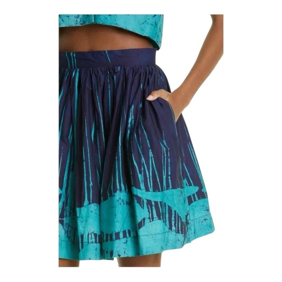 Busayo Ola Batik Fit & Flare Cotton Skirt In Dark Green NWT - Picture 4 of 8